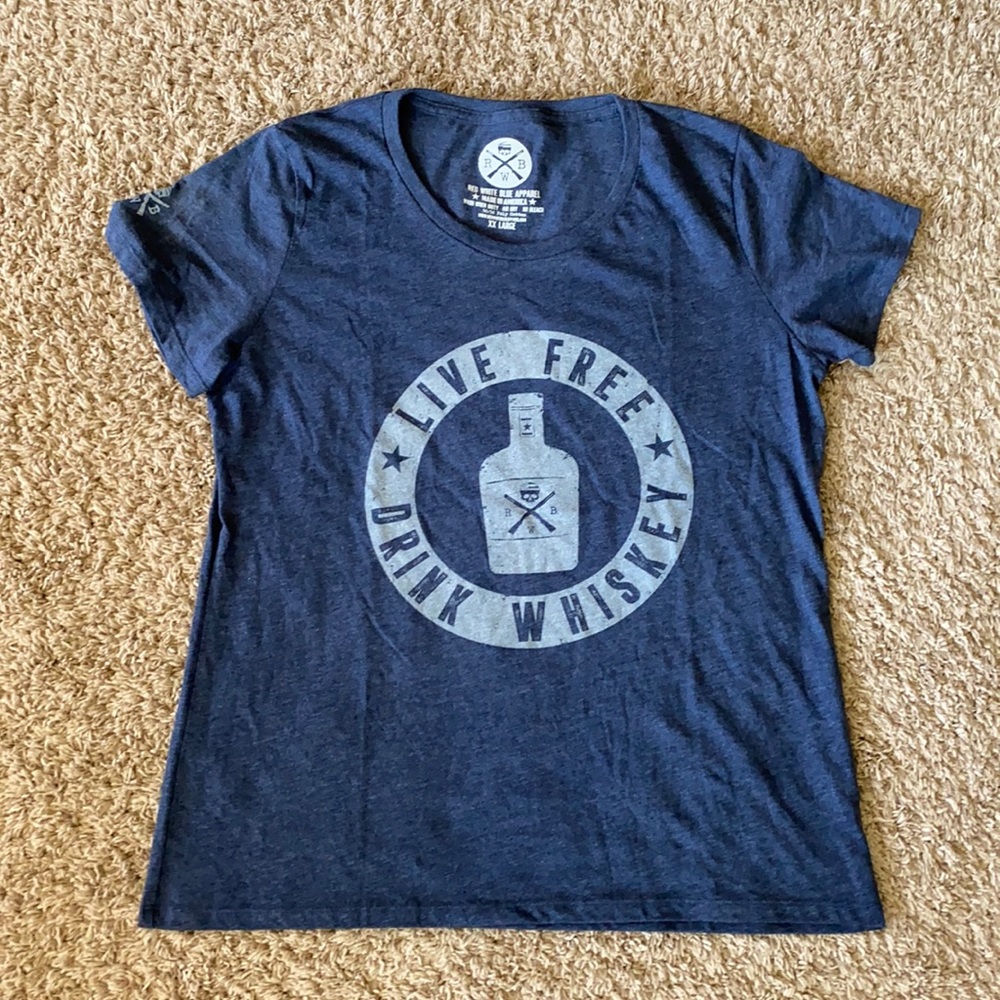 Red White Blue Apparel Live Free Drink Whiskey Top